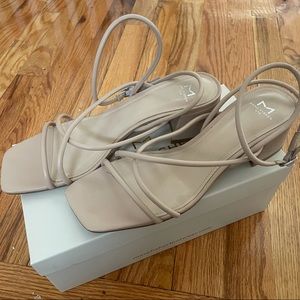 Marc Fisher Nude Block Heel Sandals 7.5